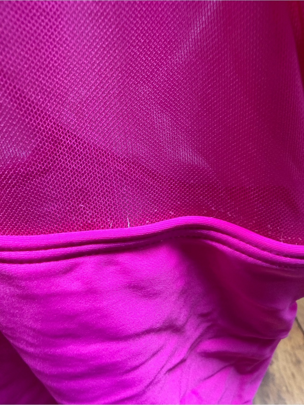 Tempt me hot pink one piece bathing suit high mesh v neck size XL - Picture 6 of 11